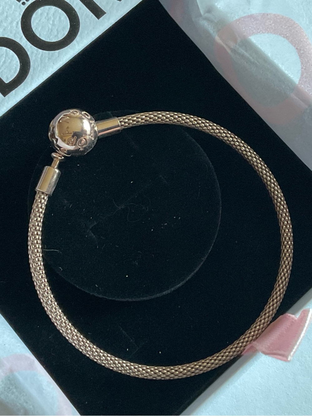 Pandora Rose Gold Mesh Charm Bracelet
